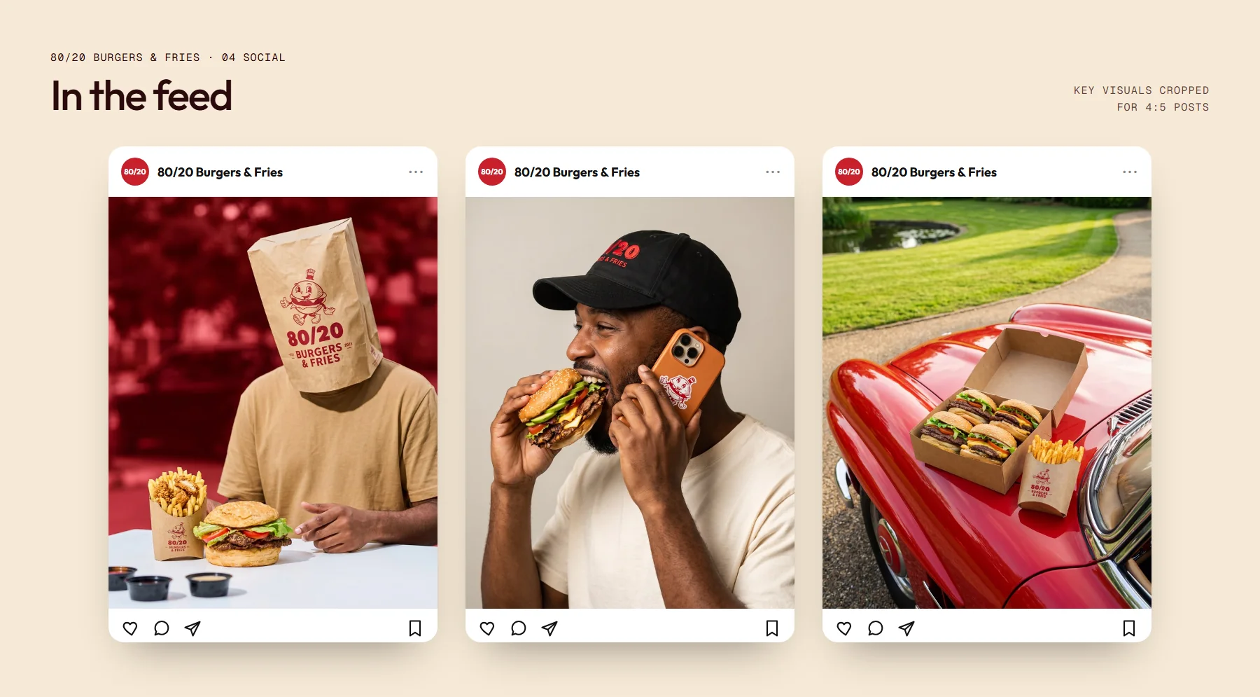 Social board: three 80/20 posts in the feed
