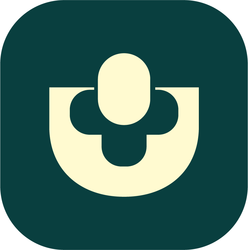 Altruist app icon: a cream capsule-and-cross mark on deep teal
