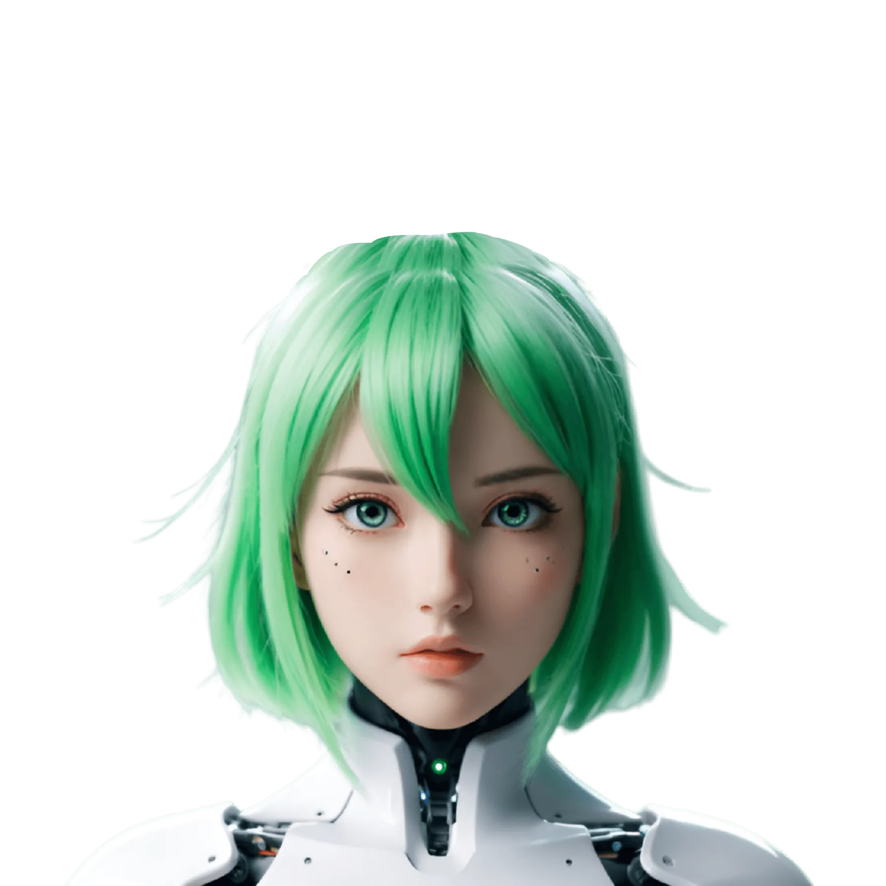Jessie character render with green hair