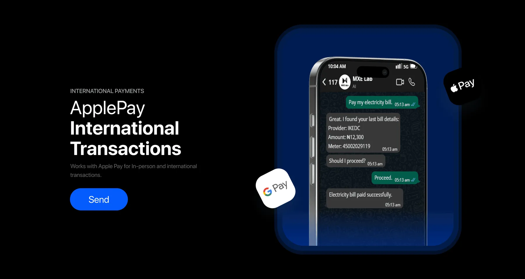 Apple Pay international transactions section