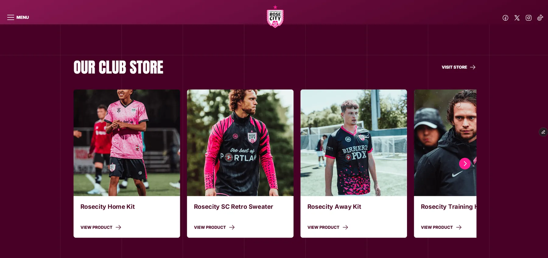 Club store section with kits