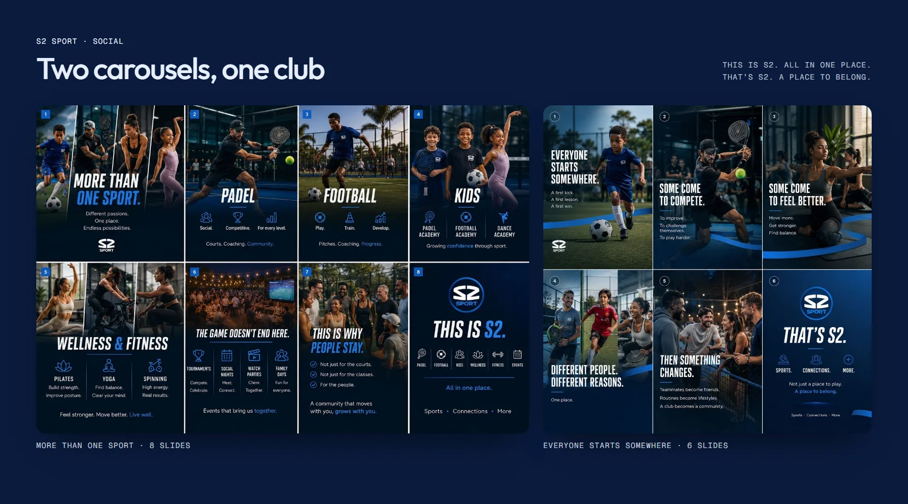 Carousels board: More than one sport in eight slides and Everyone starts somewhere in six