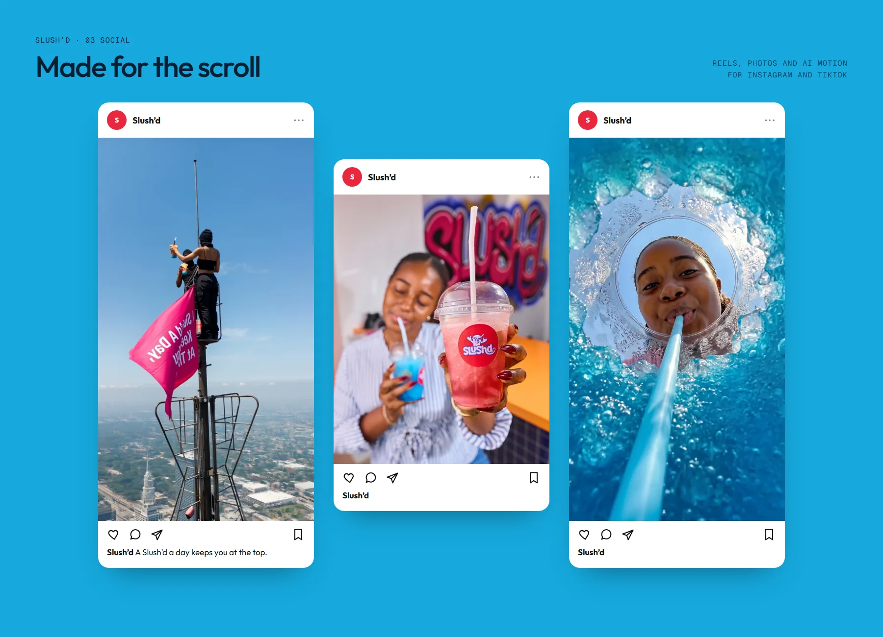 Social board: Slush’d posts made for Instagram and TikTok