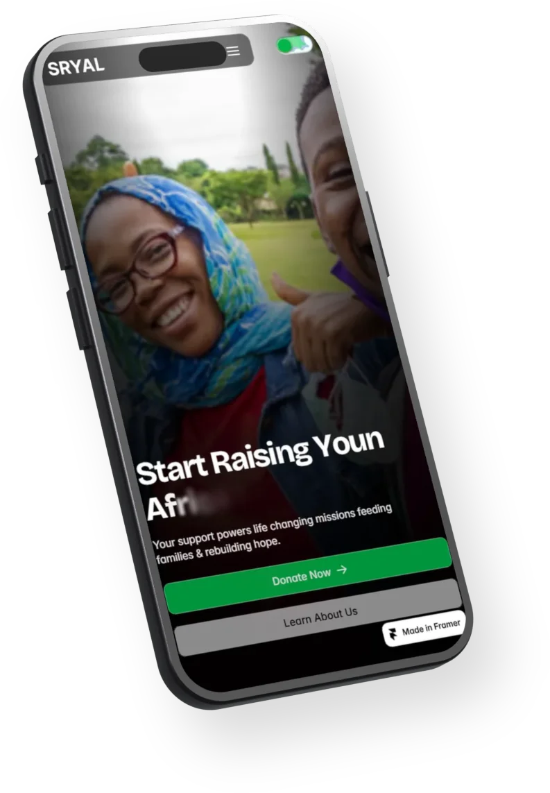 SRYAL home page on a phone