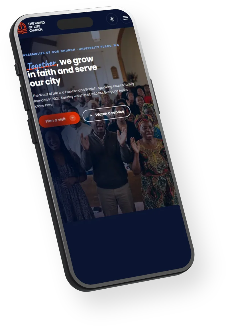 Church website on a phone
